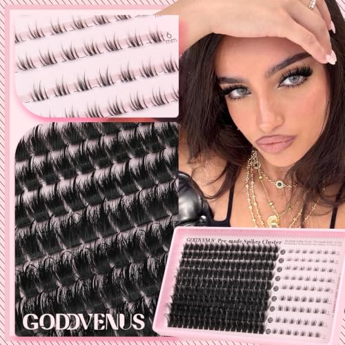 Image of Goddvenus Manga Fluffy Eyelash Clusters with Spikes and Bottom Lash Cluster | 5D volume individual lashes D curl lash cluster reusable Cluster Eyelash Extension natural wispy eyelashes cluster