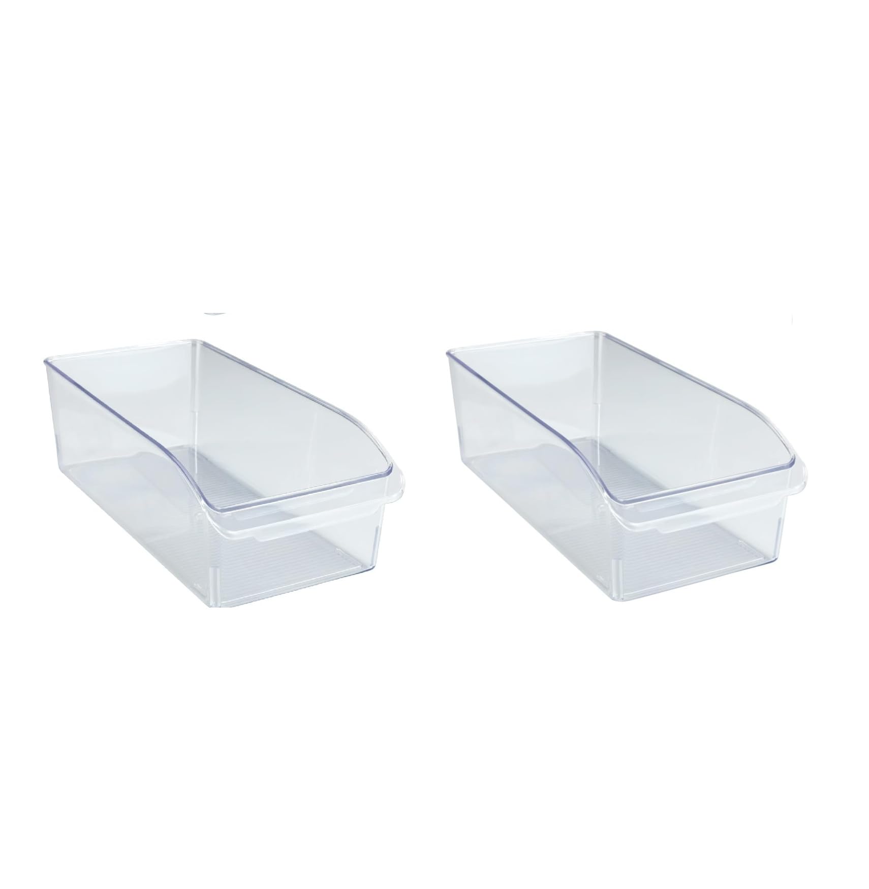 Hyper Mart Clear Storage Containers Set, Fridge Organisers with Pull Handles, BPA Free, Kitchen Cupboard Pantry Storage Bins (Pack of 2 Fridge Bins)