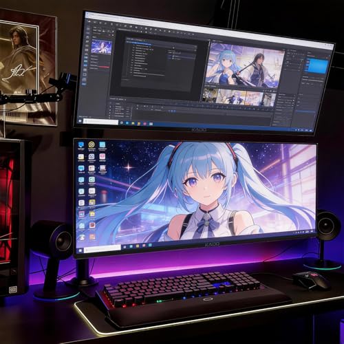 Image of Kado 2-Pack 34 inch 100Hz Ultrawide 21:9 3440x1440 WQHD Computer Monitor | 103% sRGB DisplayPort HDMI, Dual Gaming Monitor Setup,Stacked Gaming AMD FreeSync Premium, VESA Mount Built-in Speakers