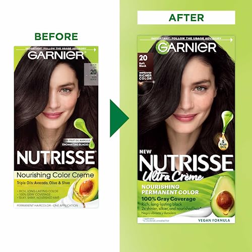 image for Garnier Hair Color Nutrisse Nourishing Creme, 20 Soft Black (Black Tea