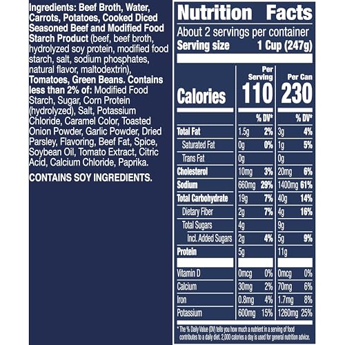 Image of Progresso Beef Pot Roast with Country Vegetables Soup, Rich and Hearty Canned Soup, Gluten Free, 18.5 oz | Tender pot roast chunks, Savory vegetables & beef broth, 110 calories per serving, No artificial flavors