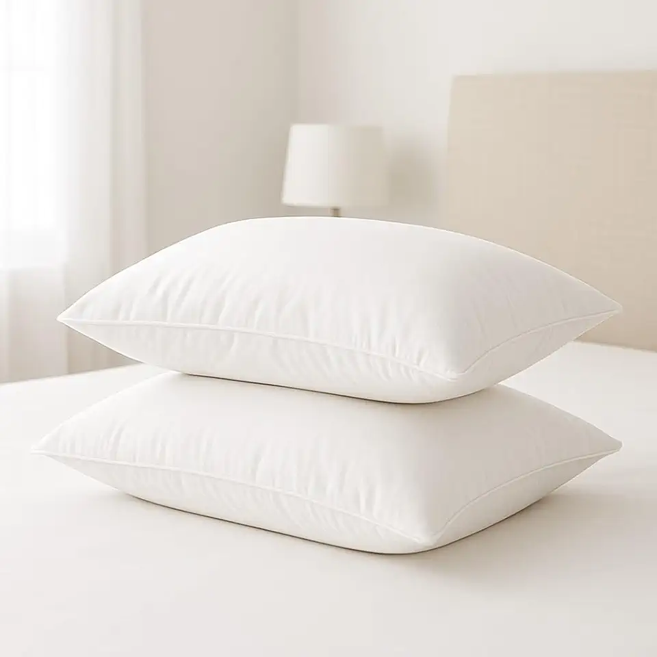 Kit 2 Travesseiros Pena de Ganso Fibras Importada Branco Macio Antialergico Pluma De Ganso Lavavel
