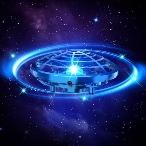 DEERC D12 Hand Operated Flying Toy Drone for Kids UFO Flying Ball Mini Drone with Cool LED Lights 5 Motion Sensors 2 Speeds 360 Flips Anti-Collision Indoor Small UFO Toy Gifts for Boys and Girls