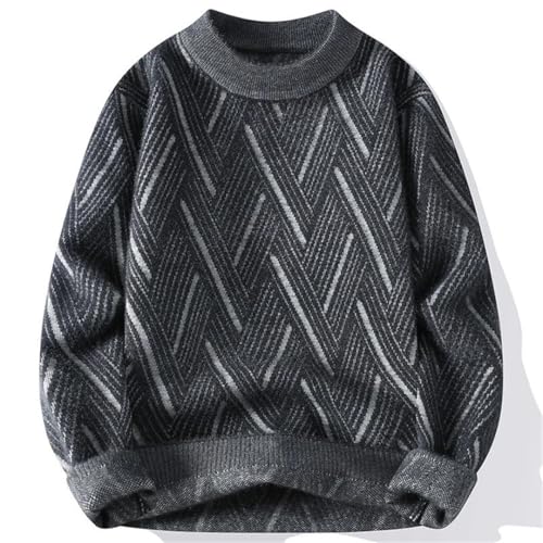 Men's O-Neck Thick Sweater Striped Pattern Sweater Casual Pullover2