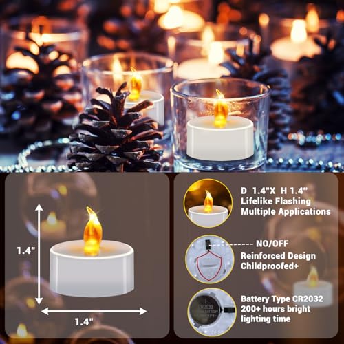 Image of Tea Lights Battery Operated Candles LED Tea Lights Flameless Candles 200+ Hours Flickering Fake Tealights for Sweetest Day Wedding Home Decorations Party (Warm Yellow, 400 Pack)