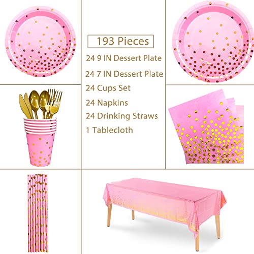 Set Stoviglie per Feste-193pcs Oro Rosa,Piatti