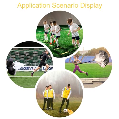CHIWALLO Speed Agility Training Equipment Set, 20ft 12 Rungs Agility Ladder,12 Soccer Cones, Jump Rope, Running Parachute, Basketball Football Soccer Training Equipment for Kids Youth Adults