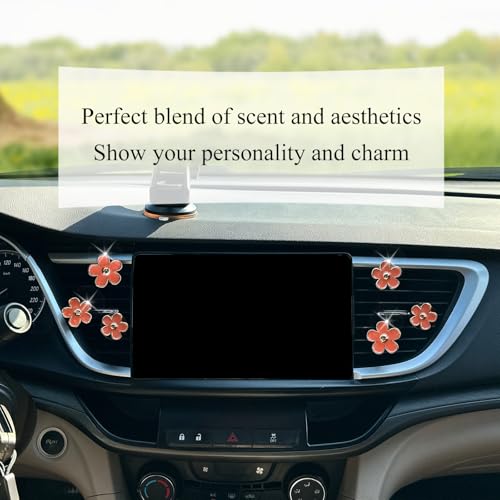 Image of ORIESSE 6pcs Flower Car Air Fresheners,Cute Orange Daisy Air Vent Clips Car Decor for Women,3.3cm /3cm /2.5cm Girly Flower Car Vent Clips,Refillable Clips on Diffuser