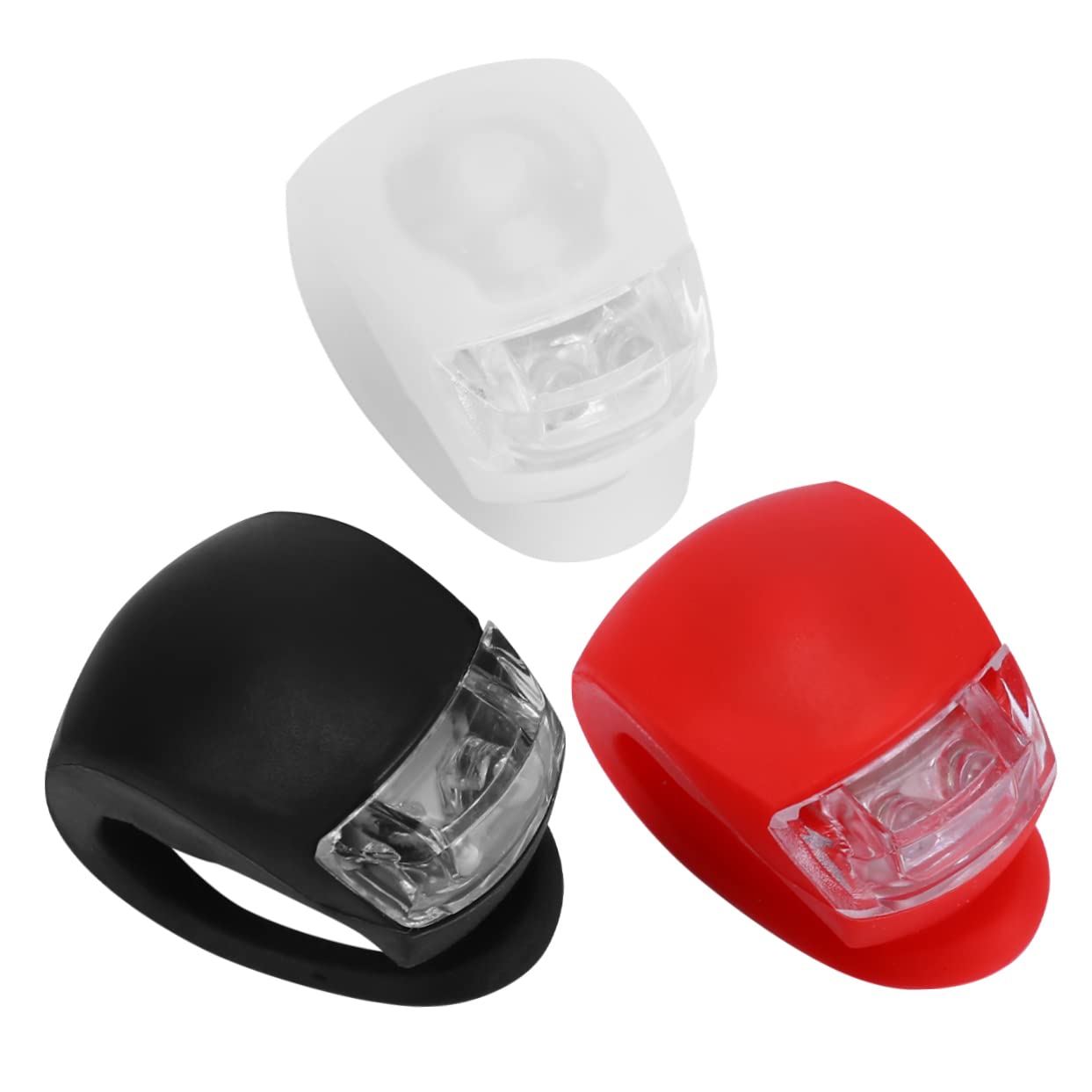 Happyyami 6Pcs LED Bike Light Silicone Front and Rear Flash Lamps Red Black White Easy Install Cycling Accessories for Night Safety