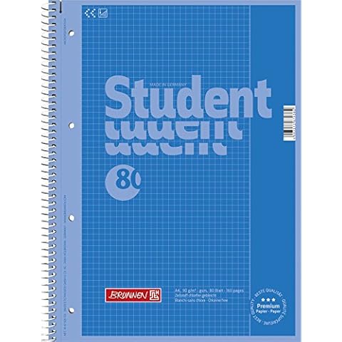 Brunnen Colour Code 1067926133 Notebook/Notepad Student A4 Squared (Type 26) 90g/m² 80 Pages Azure Blue Cover
