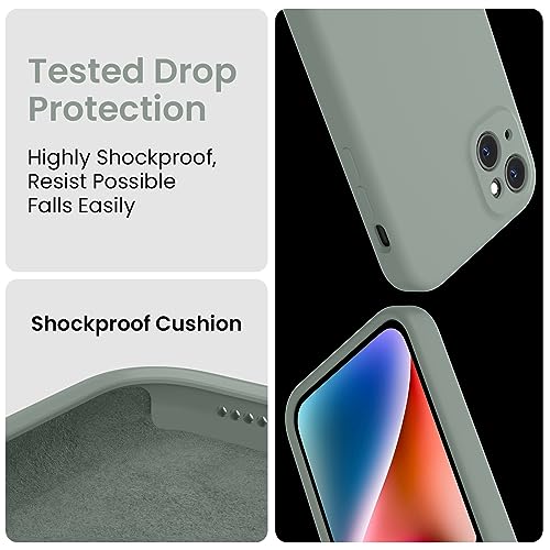 Image of FireNova Designed for iPhone 15 Case, Silicone Upgraded [Camera Protection] Phone Case, Soft Anti-Scratch Microfiber Lining Inside, 6.1 inch, Calke Green