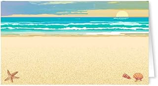 Stonehouse Collection Beach Name Place Cards - 25 Guest Seating Name Cards - Beach & Tropical Table Tents - Wedding Seating, Party Name Cards (Beach)