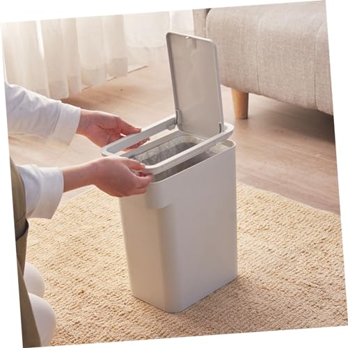 Caneca de basura rectangular gris compacta miniatura 7