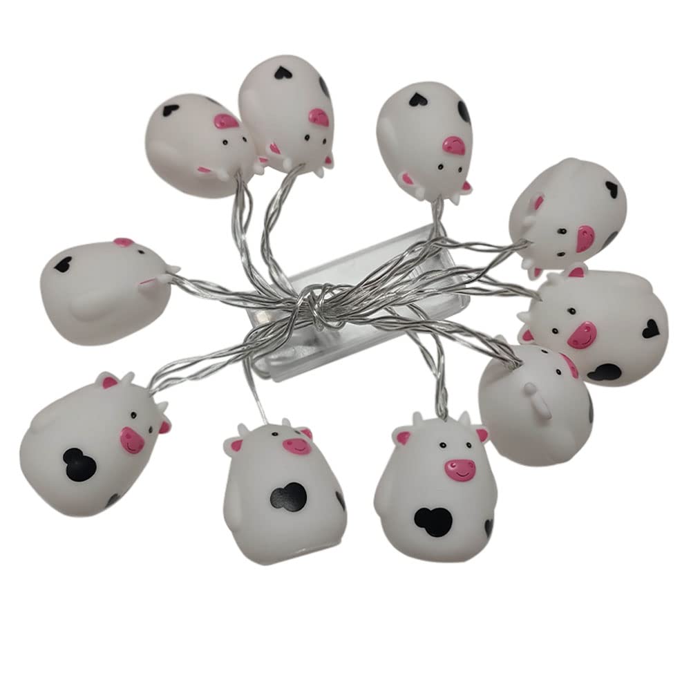 Penfly 1.65m 10LEDs Decorative Fairy Cow Shape Night Mood Light Romantic Lamp for Home Indoor Bedroom Party Festival Kids Room Décor (Warm White)