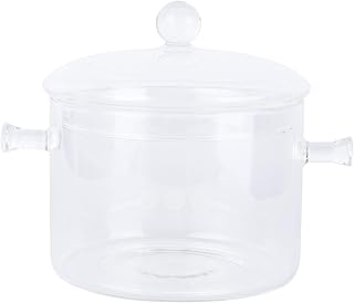 YARNOW Pentola in Vetro con Coperchio Pentola in Vetro Resistente al Calore E Padella con Coperchio Il Miglior Set di Pentole in Vetro Fatto a Mano Adatto al Piano Cottura per Pasta