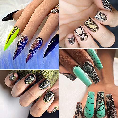 10 Rolls Snake Nail Foil Transfer Stickers Snake Skin Nail Decals Snake Pattern Laser Starry Sky Nail Decoration For Women Girls Diy Nail Art Design #TOP3