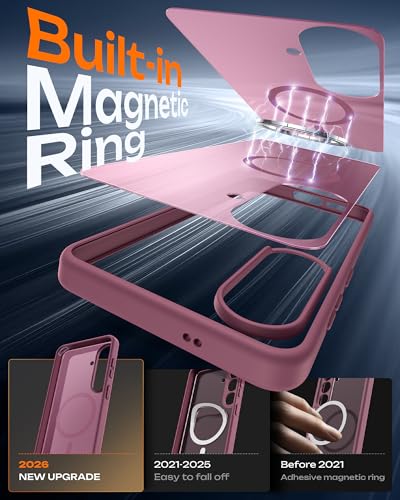Image of TOCOL for Samsung Galaxy S26 Case, Compatible with Magsafe, Full Camera Protection, Built-in Magnetic Ring, Drop Protection, Translucent Matte Phone Case for S26 6.3 inch (Plum)