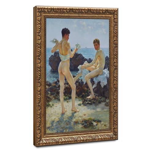Impression sur toile Henry Scott Tuke Under The Western Sun grand tableau mural 50x76