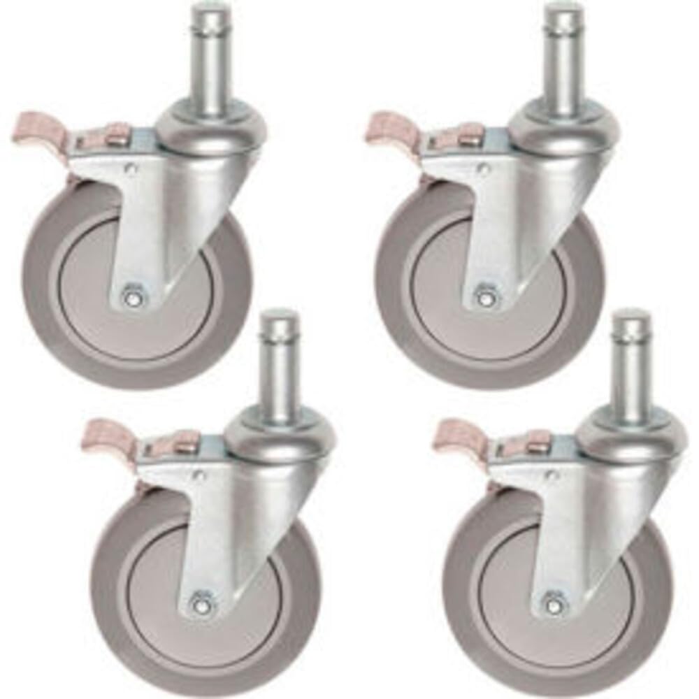 5" Polyurethane Stem Casters Set of (4) Wheels by Global Industrial – Polyurethane (PU), Gray, Model 800282