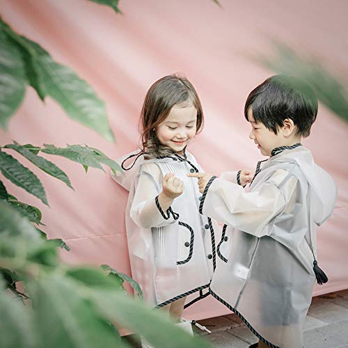 Kids Girls Boys Rain Jacket Hooded Waterproo1 Lightweight Raincoat with Pocket Toddler Cute White Windproof Rainwear3