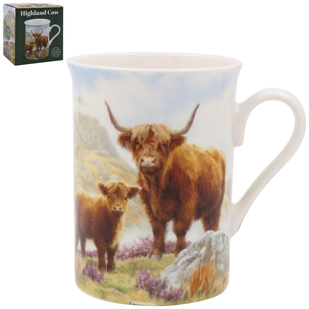 The Leonardo Collection Women's Highland Cow 2 Highland Cow Mug Macneil Studios, Tea And Coffee Mugs For Hot Drinks | Fine China Printed Mugs For Kitchen & Home | Reusable Ceramic Cups For Every Occasion
