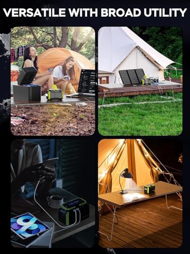Image of MARBERO Solar Generator 150W Peak 150Wh Portable Power Station with Solar Panel Included Camping Power Supply with AC Outlet DC USB Ports for Outdoor RV Fishing Emergency