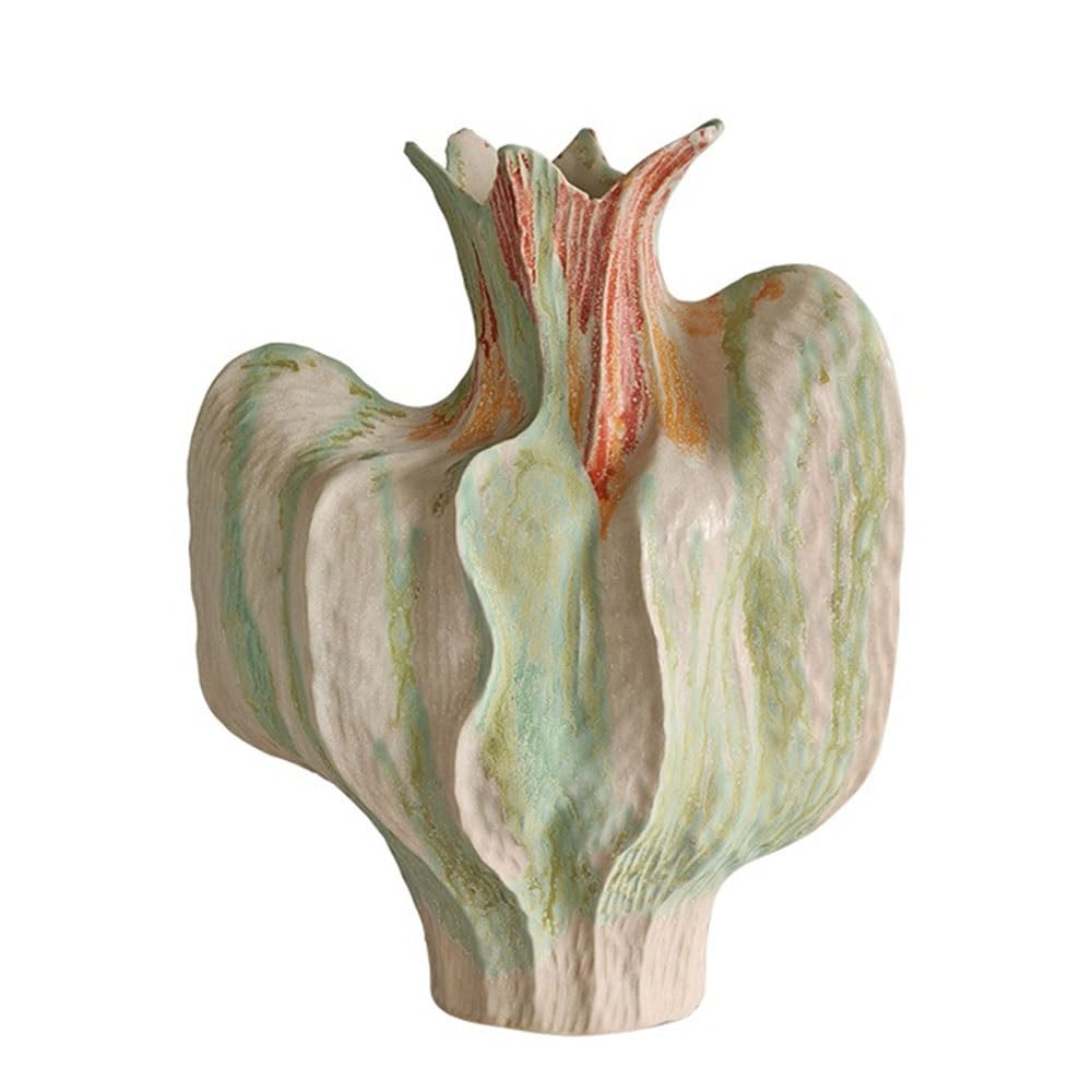 B3f7m4r9j2 One Color Vase Handmade Irregular Shaped Ceramic Vase Home Decor Ornament Flower Arranger Entryway Dining Room