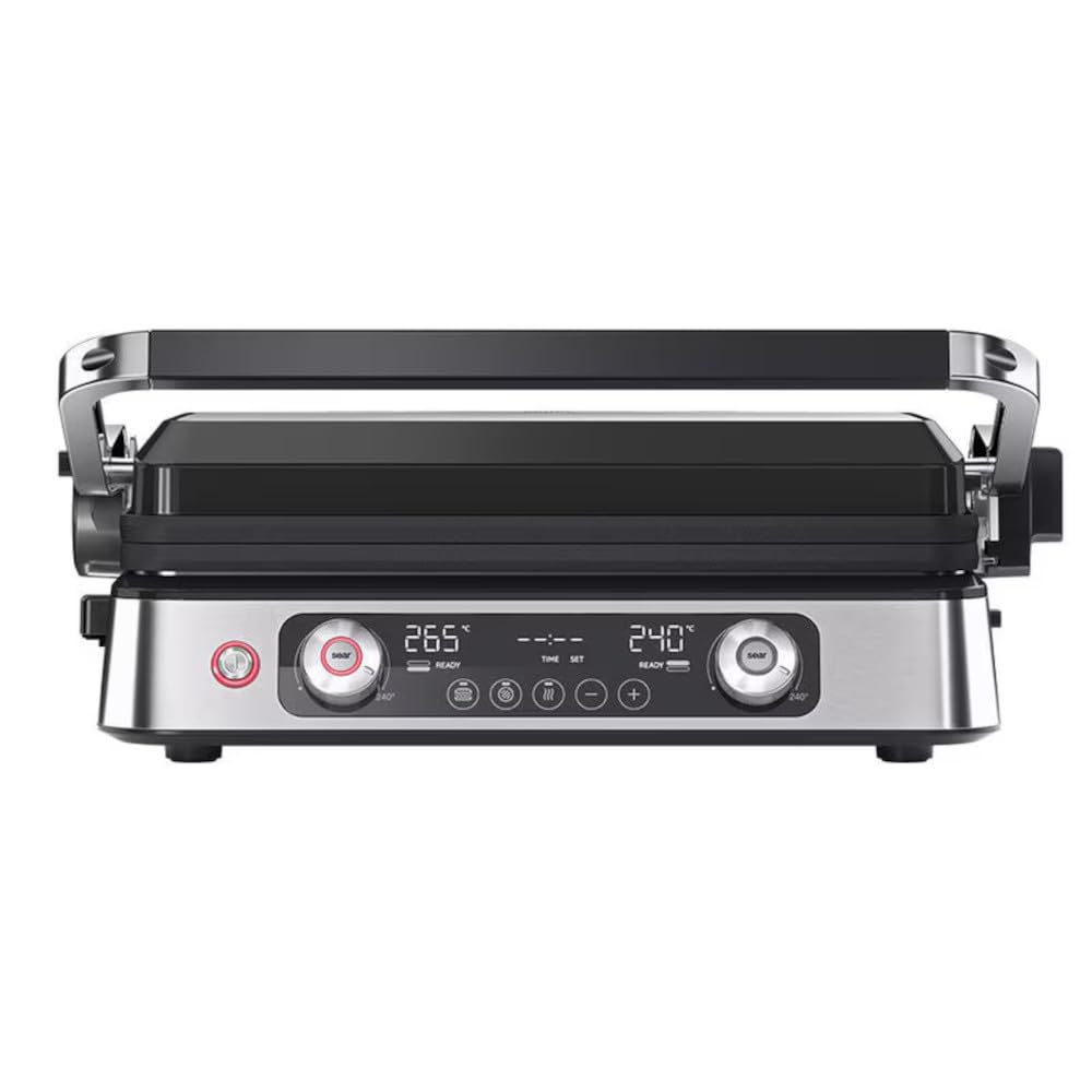 Braun MultiGrill 9 Pro CG 9140, grill elektryczny z 2 niezależnymi termostatami, 3 pozycje gotowania, płyty nadające się do mycia w zmywarce, tacka na tłuszcz, 2200 W, czarny/stal nierdzewna