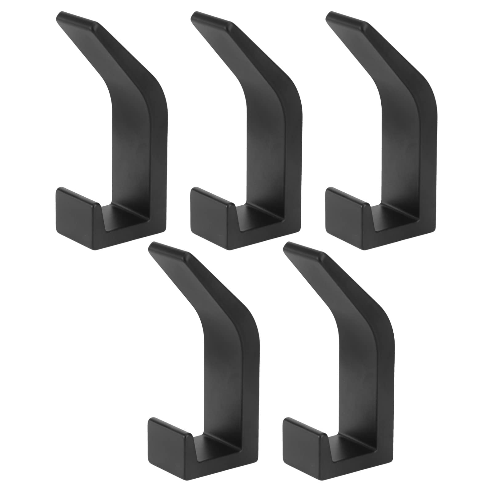 VASDEV 5 ganchos de aluminio para puerta de dormitorio, organizador de ganchos para abrigos, tapa de pared para baño para toalla montada, gancho negro, colgador individual, colgadores de