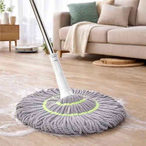 Image of Microfiber Twist Mop for Floor Cleaning - Squeeze Stick, Durable, Easy to Use Cleaner, Effective Poocha for Hardwood, Tile, and Laminate for Floor Easy to Use AJ51