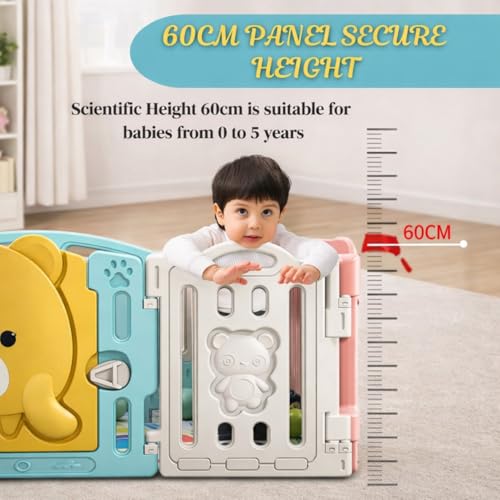 Image of 18 Panel Playpen for Babies up to 5 Year with Foldable Mat Big Size for Toddlers with Activity Panel Smart Folding & Portable Baby Play Fence for Kids Indoor with Gate (6x6 ft = 36 sqft)