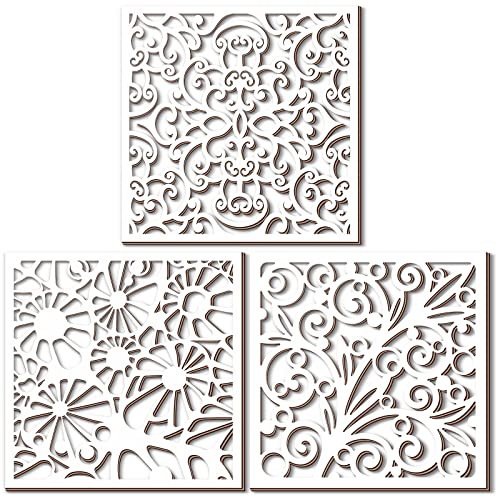 3 Pcs Carved Wood Wall Decor Living Room Farmhouse White Wall Art Boho...