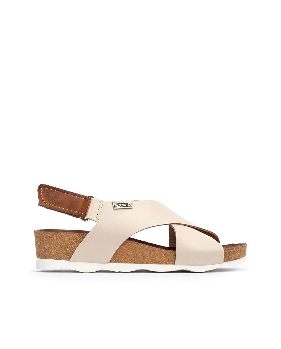 Pikolinos Sandalias cuña en Cuero Mahon para Mujer Color Marfil
