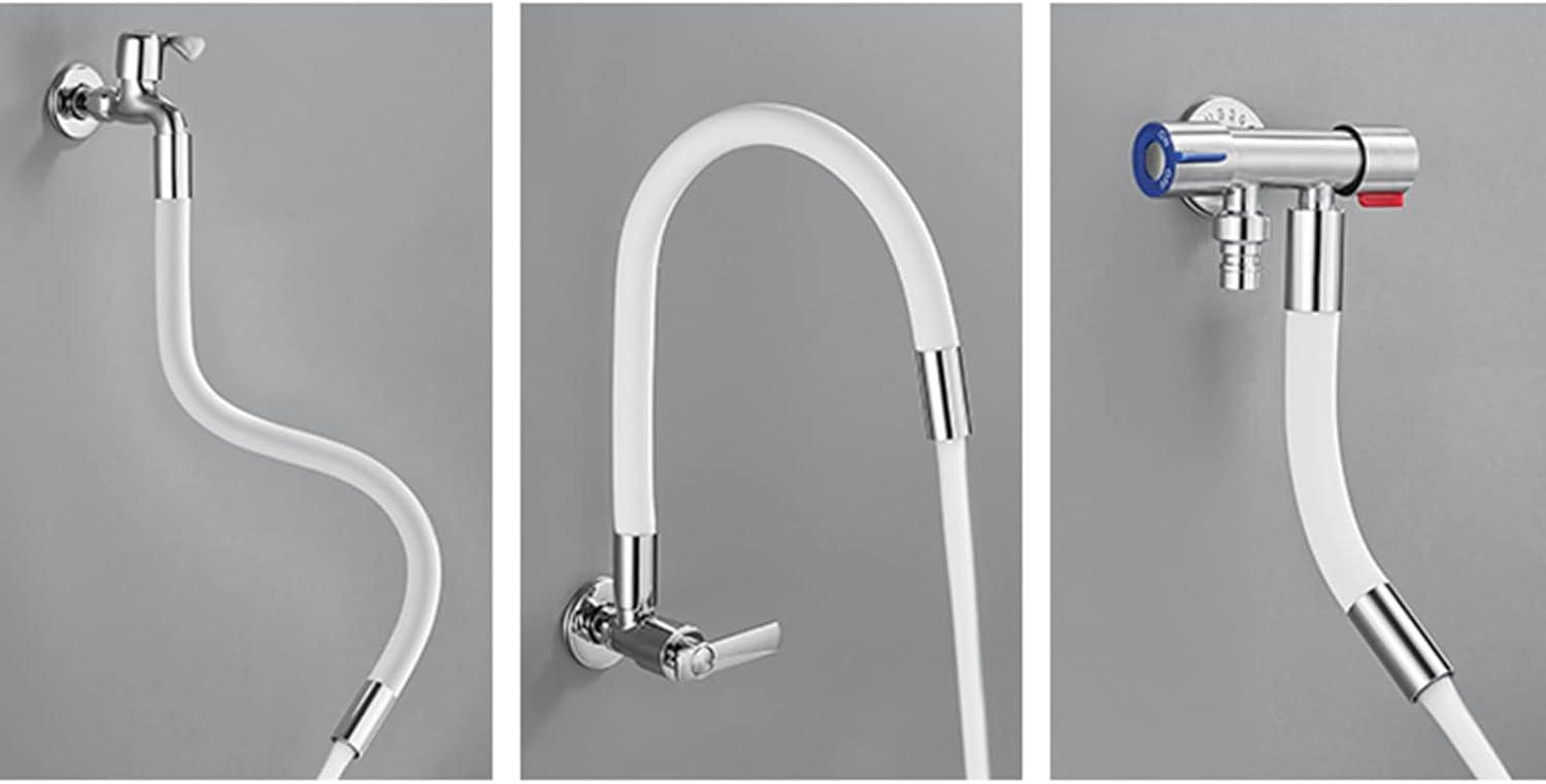 Faucet Extender Tubes Sink Faucet Extender Sprayer Universal foaming Extension Tube 360° Freely Bendable Faucet for Kitchen Balcony,Black,30cm (Color : White, Size : 50cm)