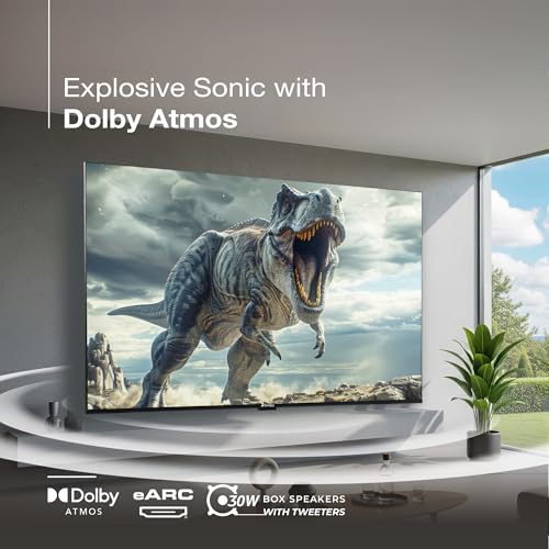 Image of SANSUI 190cm (75) 4K QLED Google TV with Dolby Vision, HDR10+, 30W Dolby Atmos Sound with Tweeters, HSR 120Hz, MEMC, Far-Field Voice Interaction, Satellite Tuner JSW75UG23QF (Black)