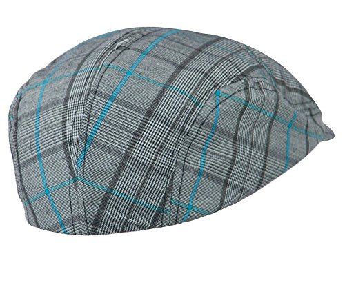 Mega Cap Plaid Ivy /Flat /Scally / Driving Caps (Blue Plaid, Size Small) - 21615