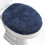 Baahrnom Microfiber Elongated Toilet Seat Cover 19.5'x 15' Machine Washable Solid Toilet Lid Cover Adjustable Rubber Backing Fits Most 18-19.5' L x 14-16' W Elongated Toilet Seat