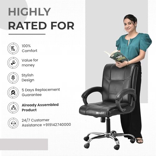 Image of GOYALSON Comfortable Revolving Chair for Director Principal Manager Office with arm Rest with Wheels and Cushioned seat Back (2, Black, Heavy 1)