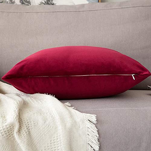 Image of Modern Homes (Pack of 2) Velvet Cushion Covers Plain Sofa Cushion Covers Pillow Covers for Living Room and Bedroom (16x16 inches, Wine)