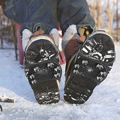 QIUTIANQ Schuhspikes Schnee und EIS, Steigeisen Grödel Eisspikes Schuhkrallen mit Edelstahl Zähne Spikes, Winter Schneespikes Schuh Spikes für Klettern Bergsteigen Trekking Wandern (#001) Cover