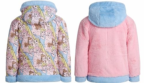Disney Girls Puffer/Faux Fur Hooded Reversible Jacket (US, Age, 4 Years, Pink Princess)2
