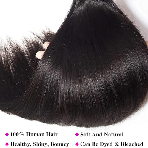 12A Straight Bundles Human Hair 24 26 28 Inch 3 Bundles Human Hair Straight Human Hair Bundles 100% Unprocessed Brazilian Virgin Human Hair Extension