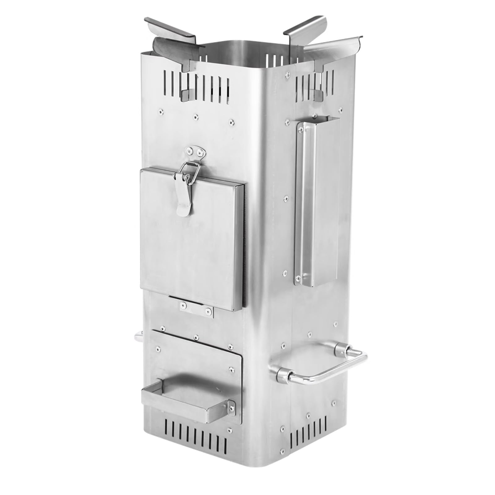 Stufa a Legna Piccola Realizzato in Acciaio Inox 201 Portapentole Rimovibile Mini Stufa a Legna da Campeggio con Cassetto Raccogli-cenere Adatto per Campeggio e Cucina