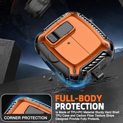 Image of Compatible with Samsung Galaxy Buds 3 Case & Galaxy Buds 3 Pro Case with Phone Stand, Compatible with MagSafe, (Orange)