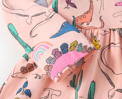 Julerwoo Toddler Girls Dinosaur Dress Long Sleeve Cotton Casual Dress for 2-8 Years3