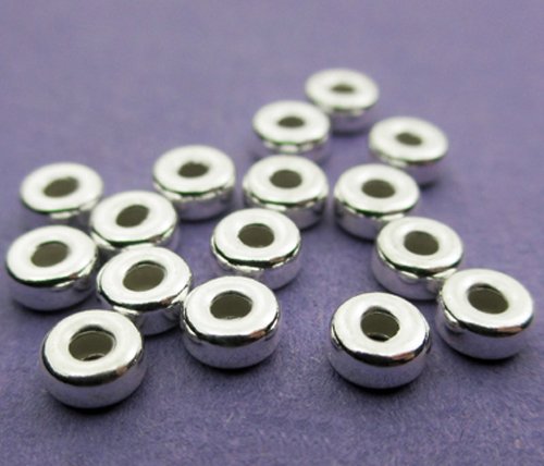 Neu 4 mm 925 Sterling Silber einfache runde Zwischenperlen, 6 Stück Cover