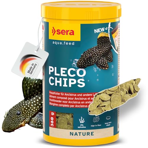 sera Pleco Chips 1.000 ml (380 g) | Wels Futtertabletten Chips für gesunde Bodenfische | Welsfutter Aquarium mit hoher Futterverwertbarkeit | Wels Futter | Fischfutter Aquarium Made in Germany