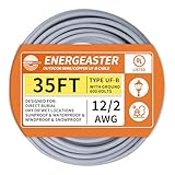 12/2 UF-B Wire 35 FT Pure Copper Direct Burial Cable, Sunlight & Moisture Resistant, Ideal for Outdoor...