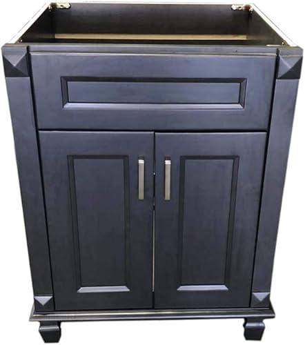 Armario de baño metálico de carbono para un solo fregadero, 24.0 in de ancho x 21.0 in de profundidad x 32.0 in de alto.