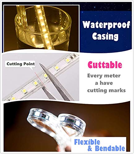 Image of RGB LED Strip Light, AC 110-120V Flexible /Waterproof /Multi Colors /Multi-Modes Function /Dimmable SMD5050 LED Rope Light with Remote for Home /Office /Building Decoration (16.4ft /5m)